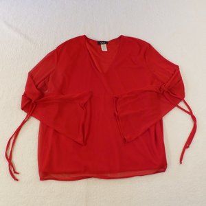 Entrancy Women's Vintage Belle Sleeves Sexy Red Blouse Top Shirt Party Work 3X